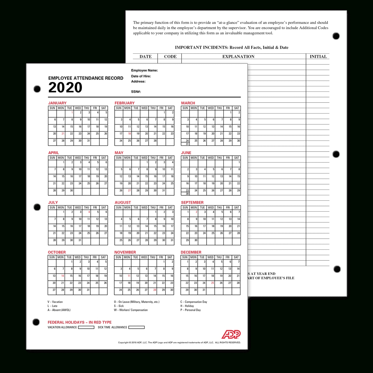 Free Employee Attendance Calendar 2021 Pdf Calendar Printables Free Blank