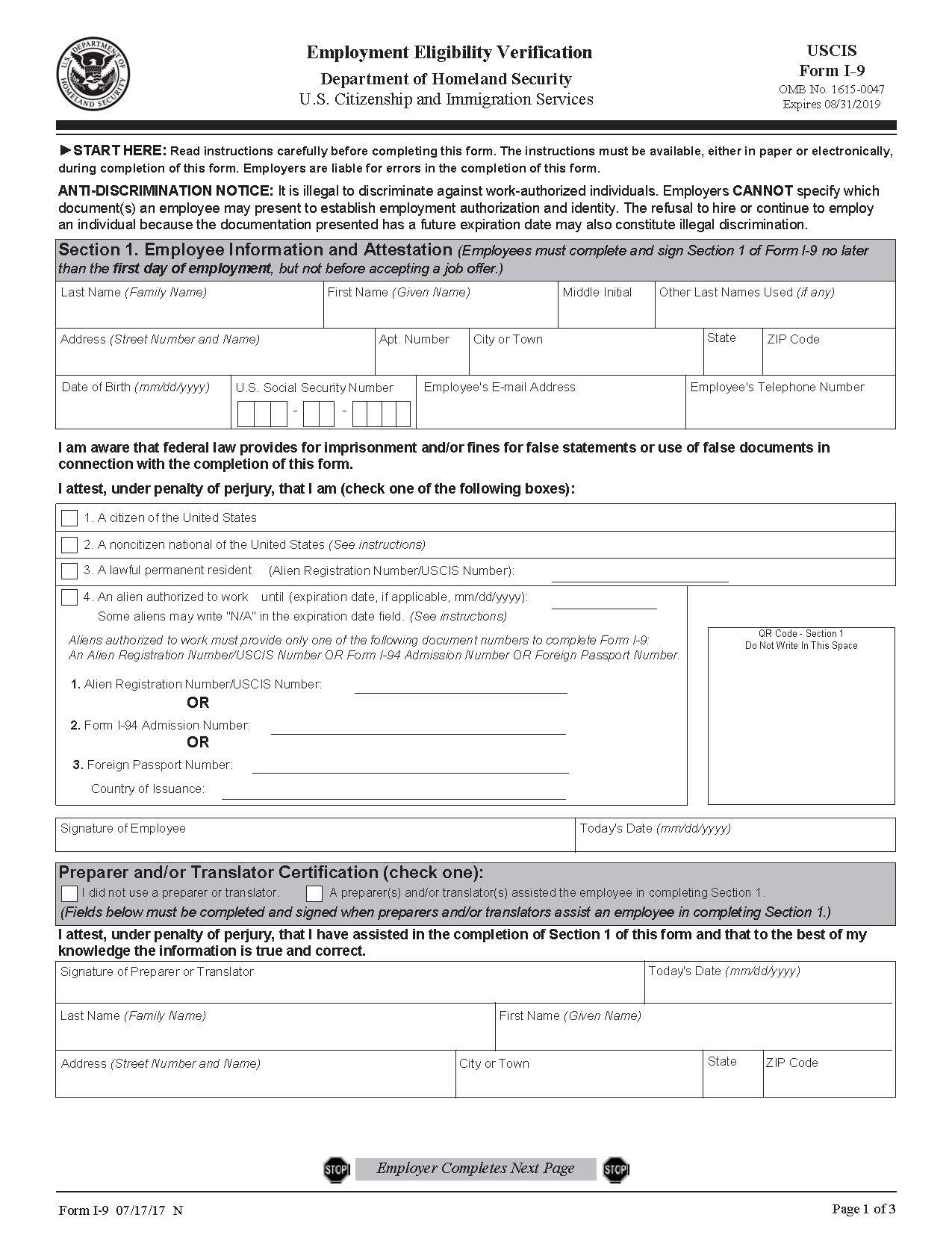 Free Printable I 9 Form 2021 | Printable Form 2021