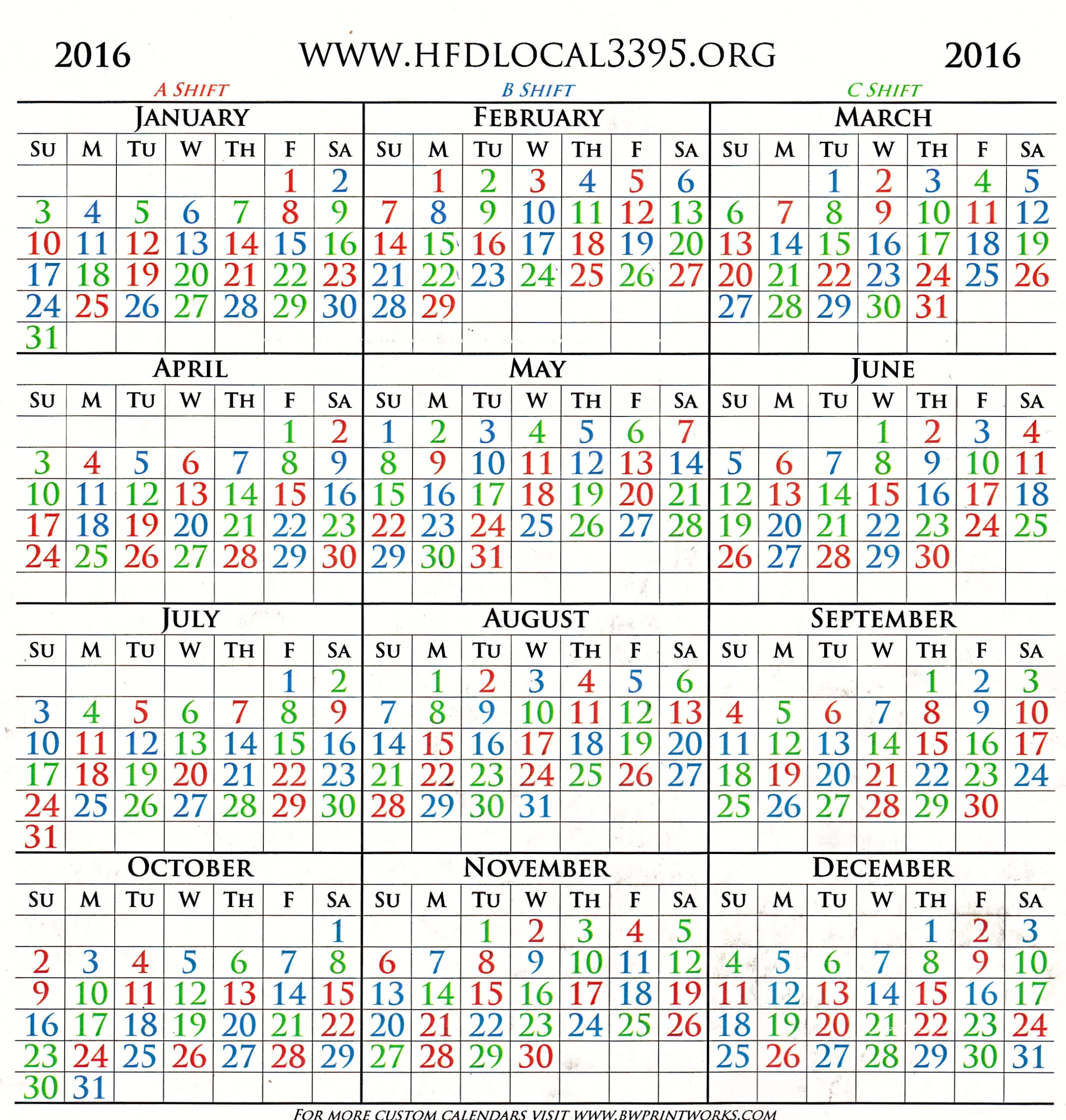 Hfd Shift Calendar | Qualads