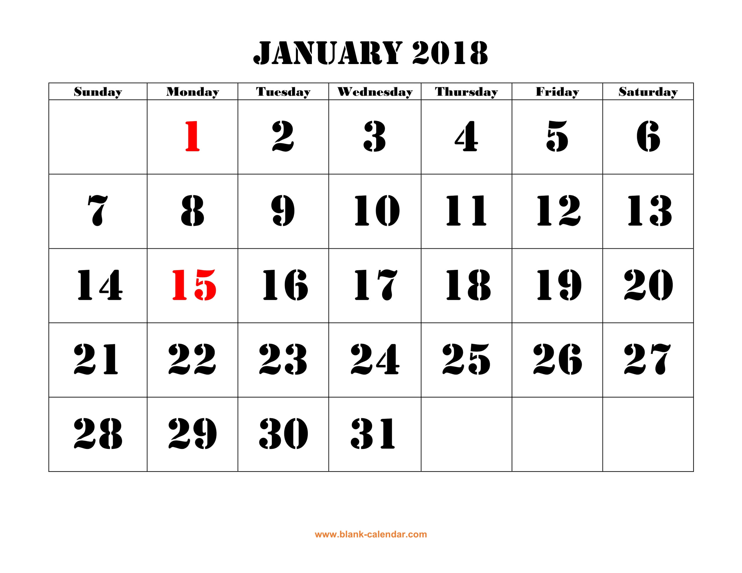 Large Box Grid Calendar Printable | Example Calendar Printable