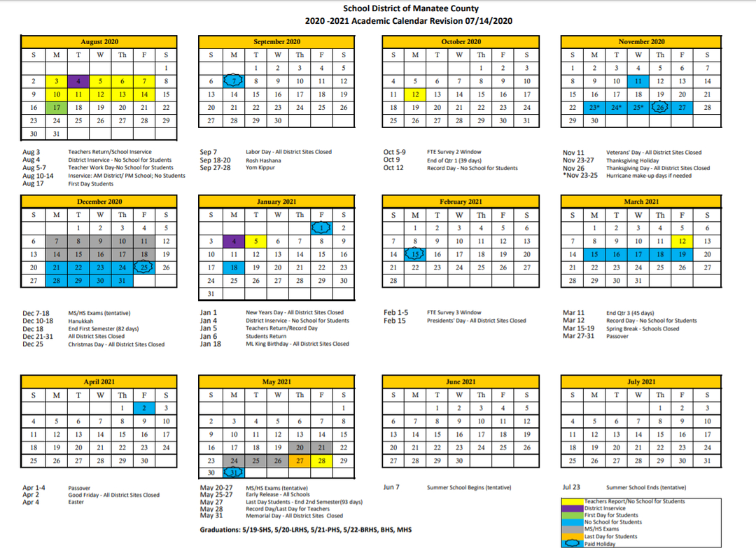 Manatee County School Calendar 2021 | Printable Calendars 2021