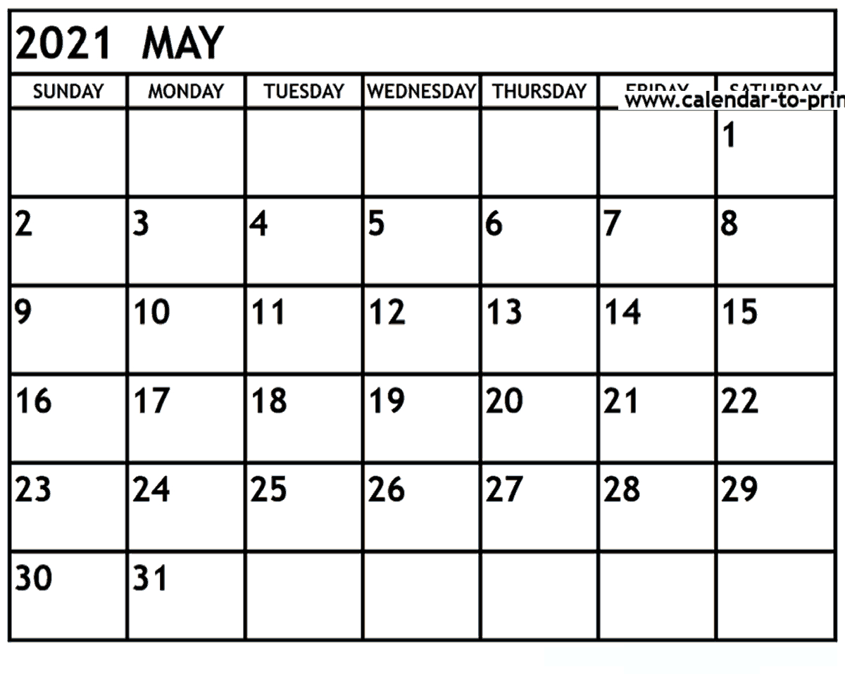 May 2021 Calendar Printable Pdf - Mycalendarlabs
