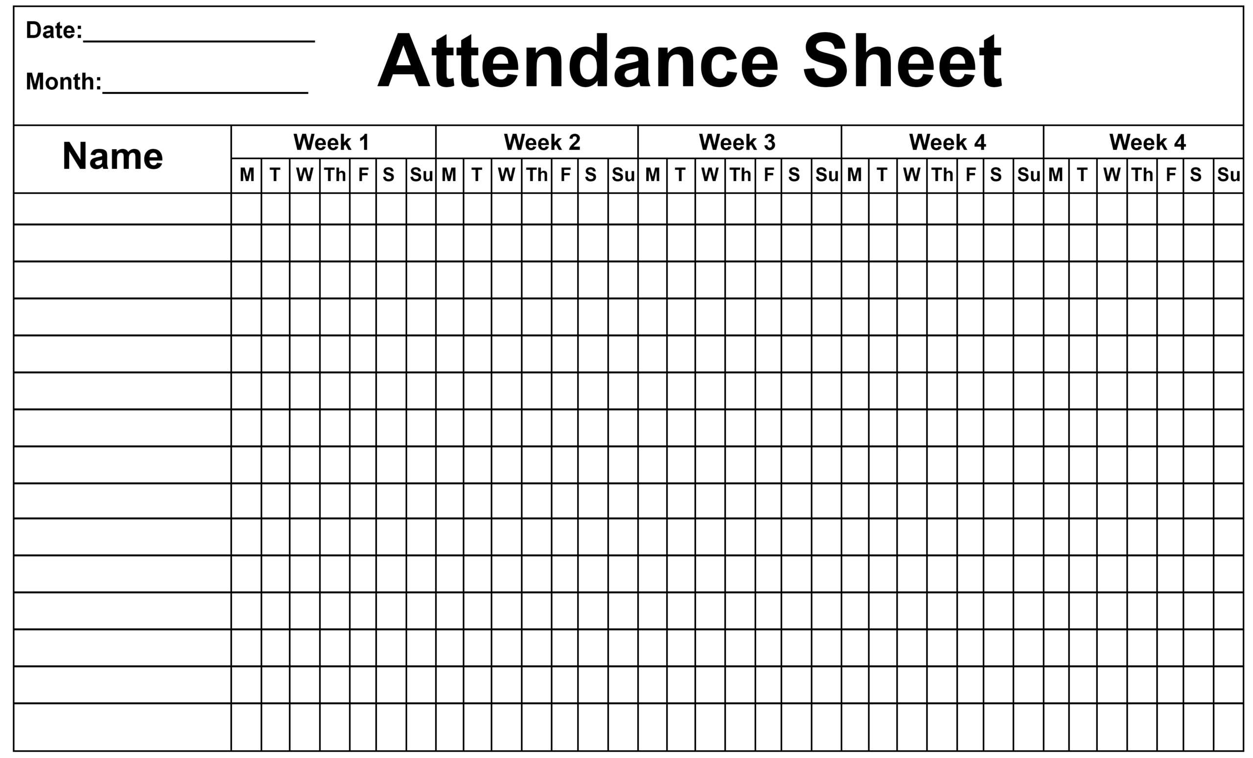 Monthly Employee Attendance 2020 | Calendar Template Printable