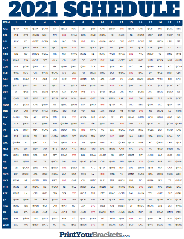 Nfl Full Season Schedule Grid 2020 - Printable