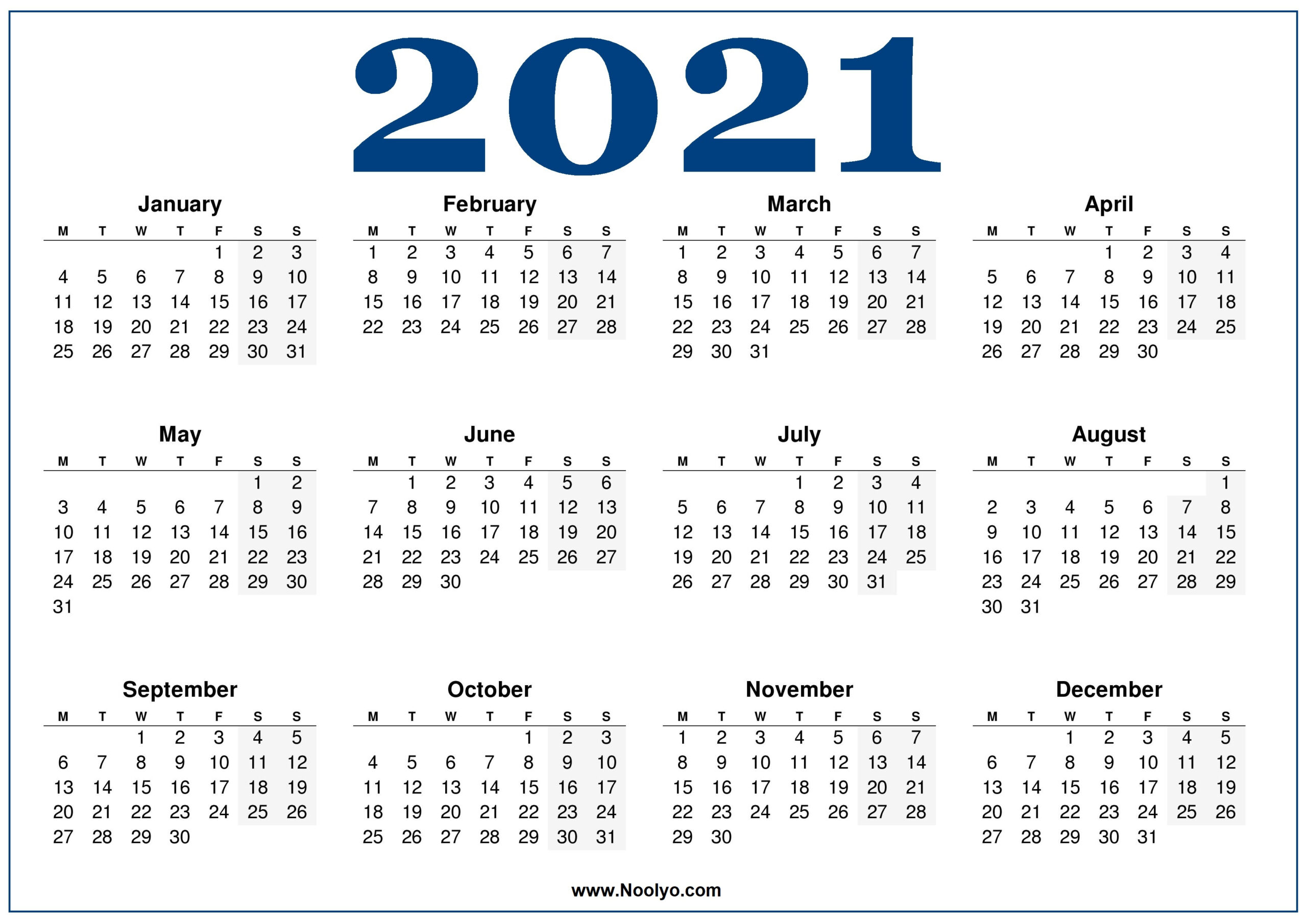 Printable 2021 Calendar Week Starts On Monday | Calendar Page