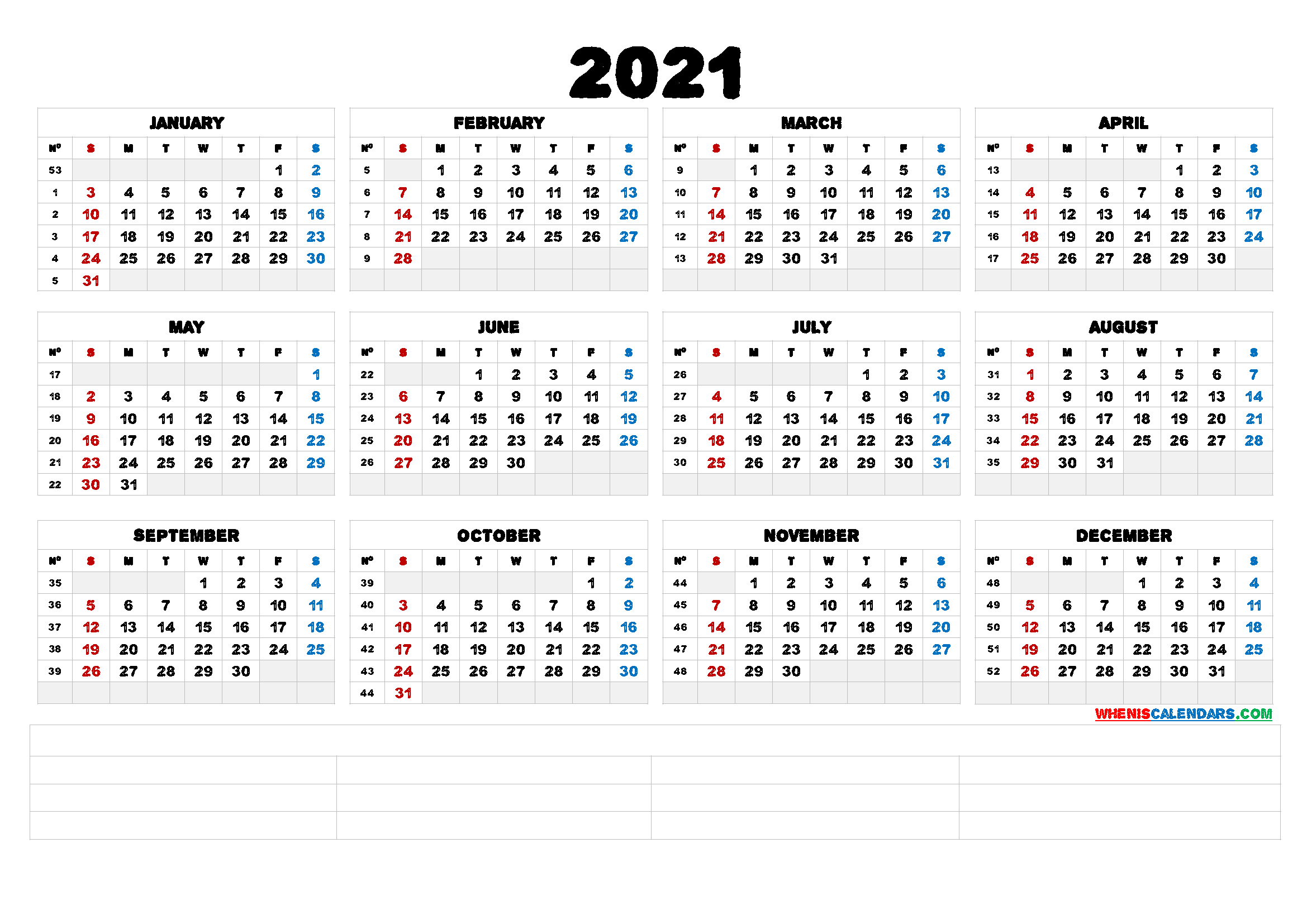 Printable 5 By 8 2021 Calendar : 2021 Monthly Succulent