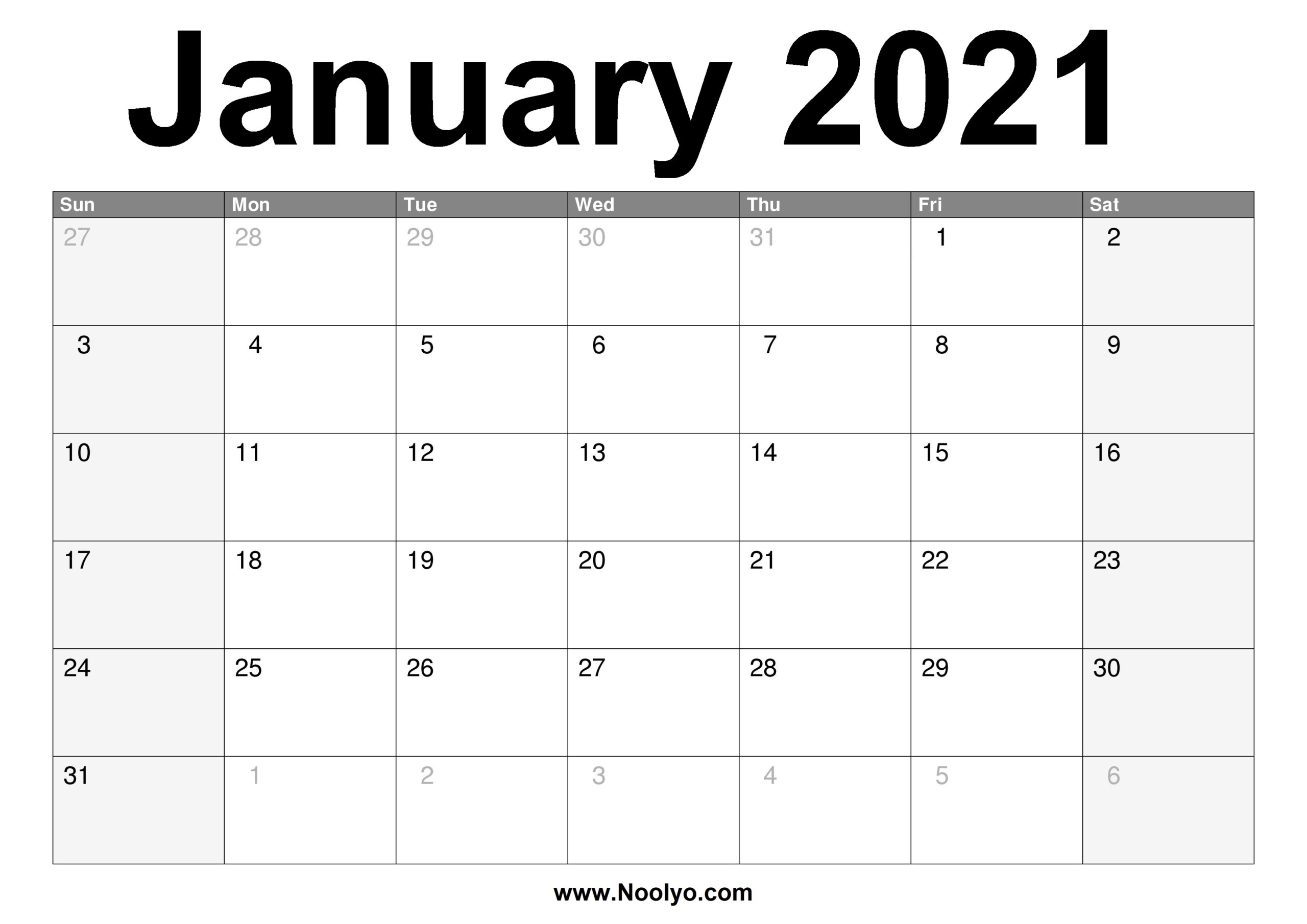 Printable A4 Monthly Calendar 2021 | Free 2021 Printable