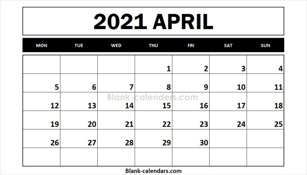 Printable April 2021 Calendar Monday Start Design | 2021