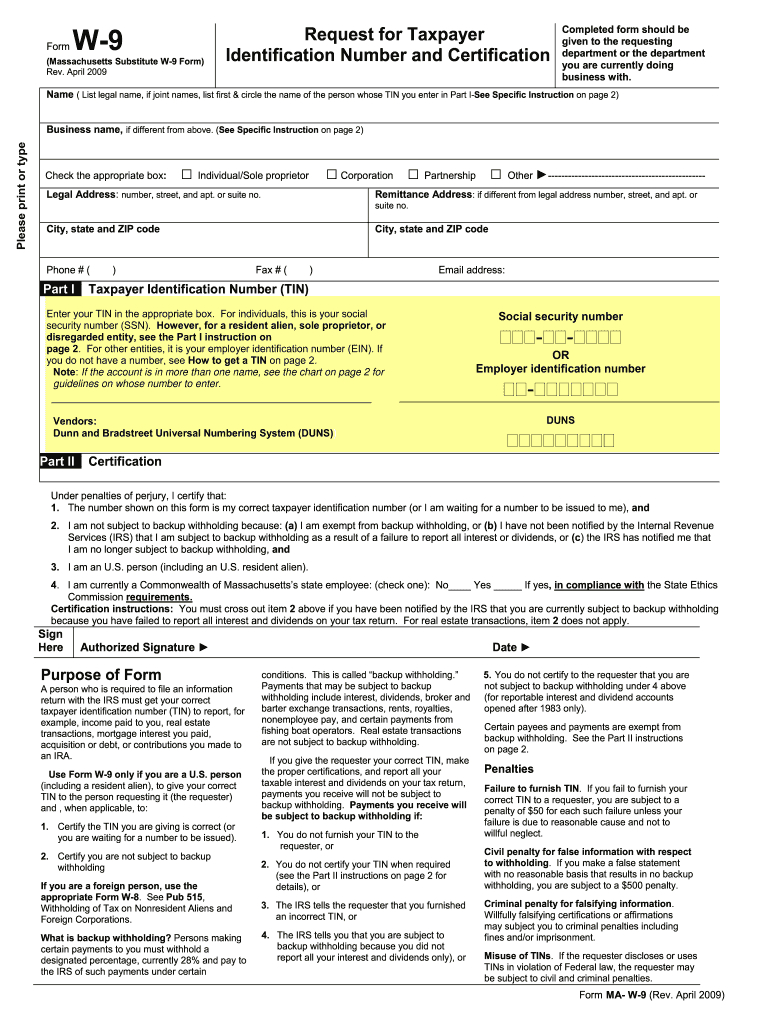 Printable Ma W9 Form | W-9 Form Printable, Fillable 2021
