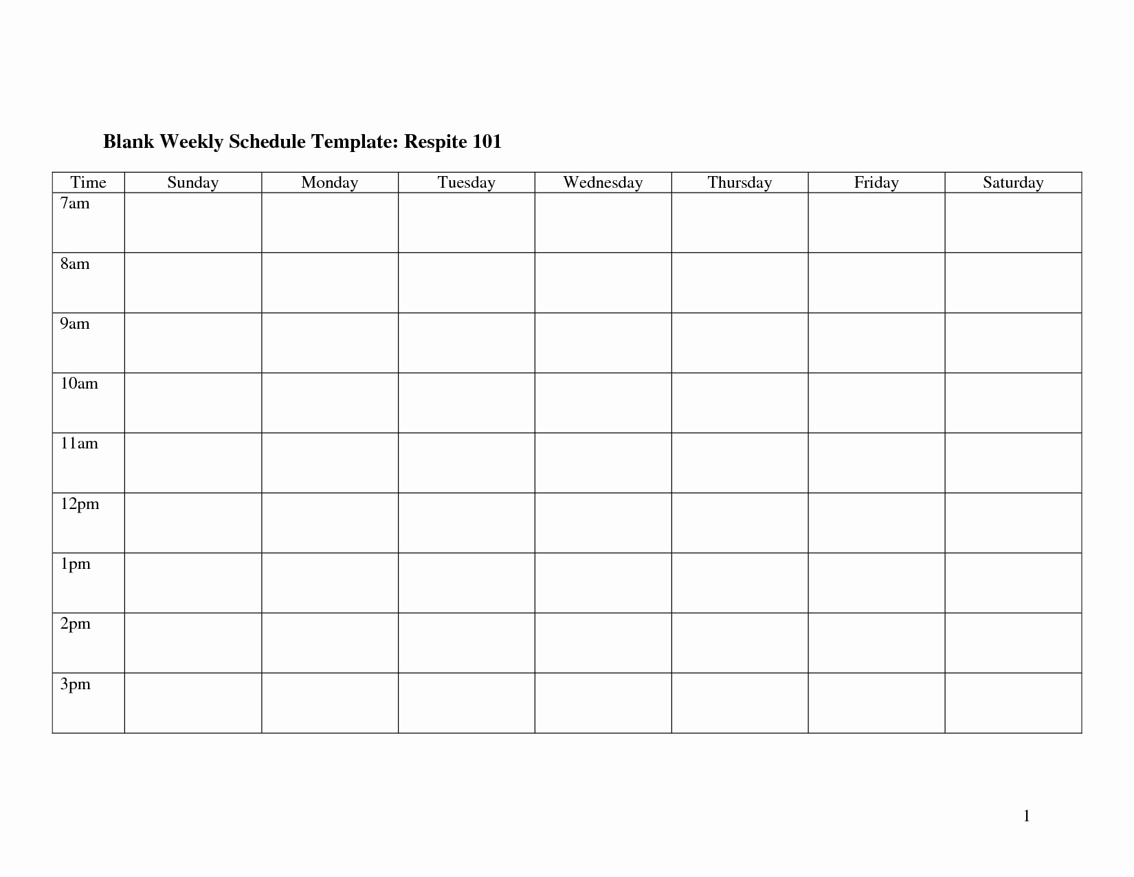 Monday Friday Schedule Template