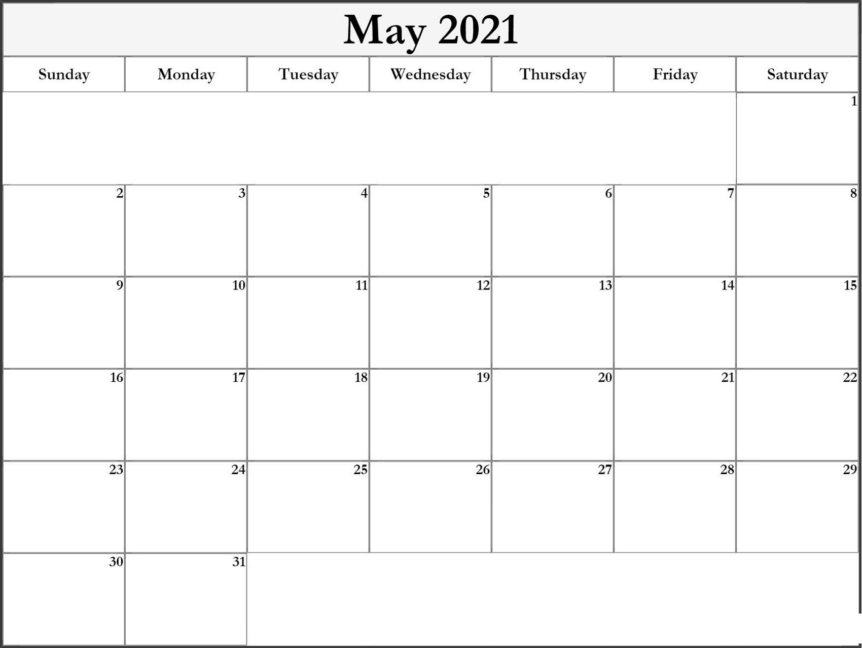 Printable Monthly Calendar 2021 Big Font Free Usage | Free