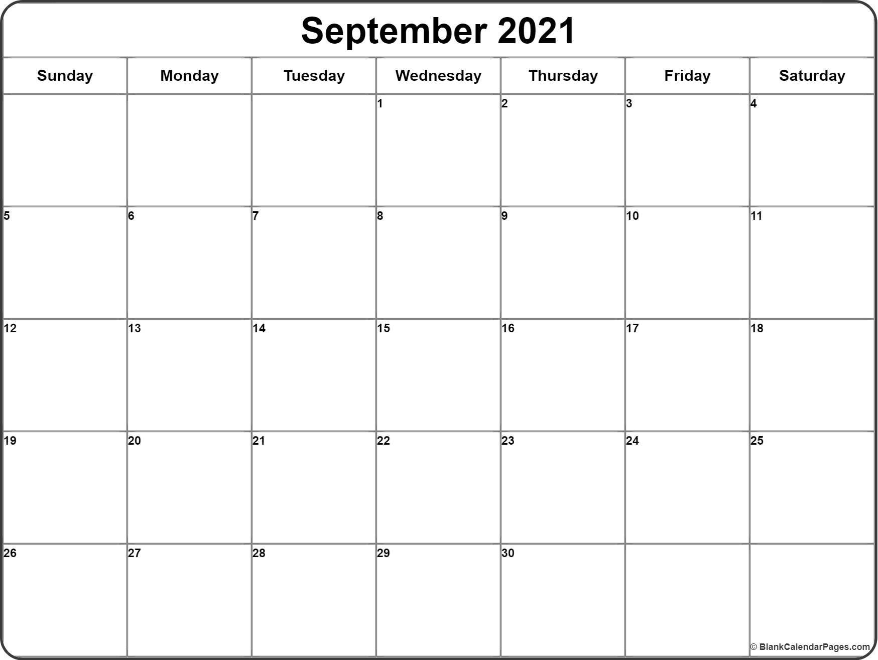 September 2021 Calendar | Free Printable Monthly Calendars