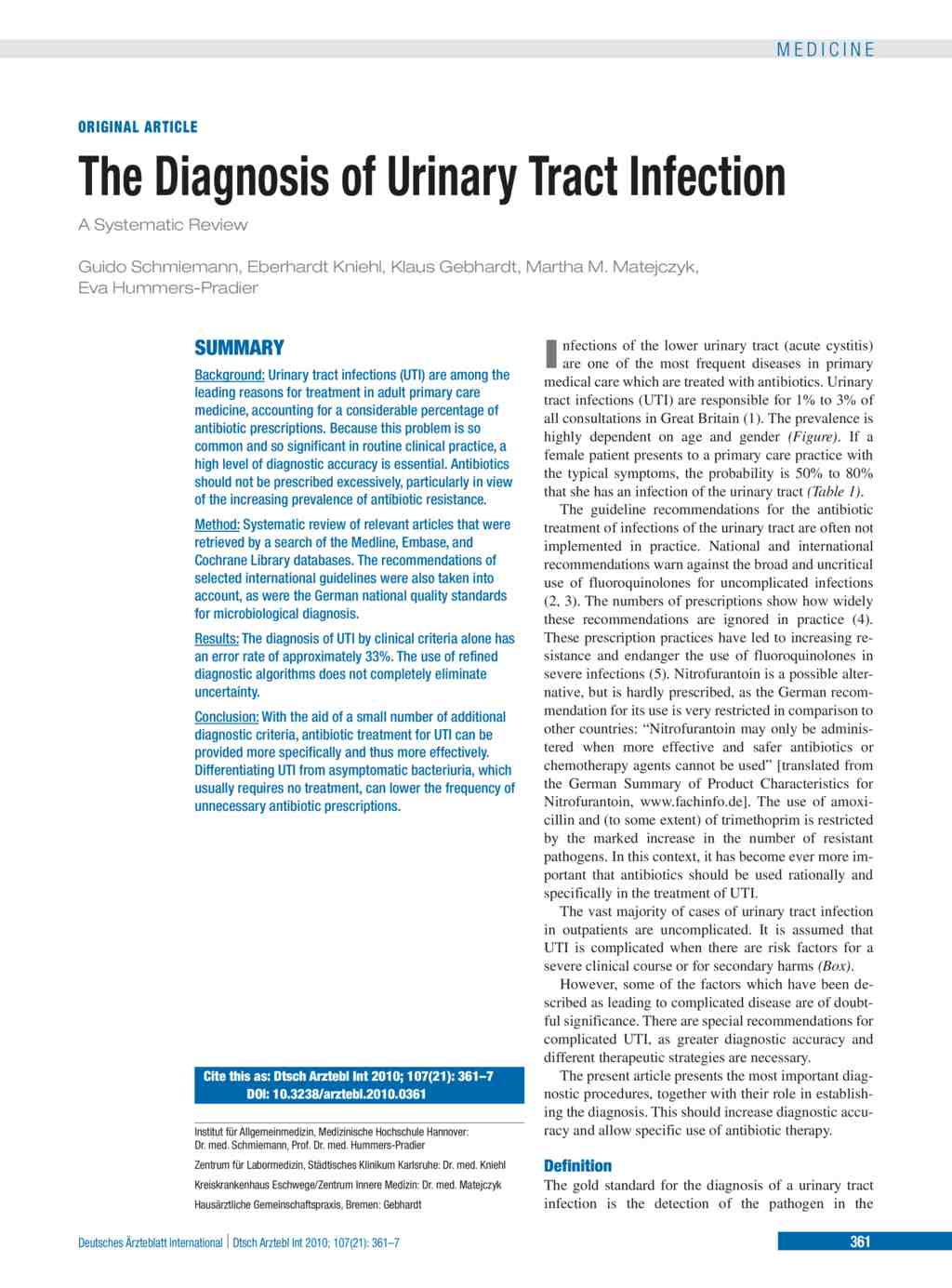 The Diagnosis Of Urinary Tract Infection (28.05.2010)