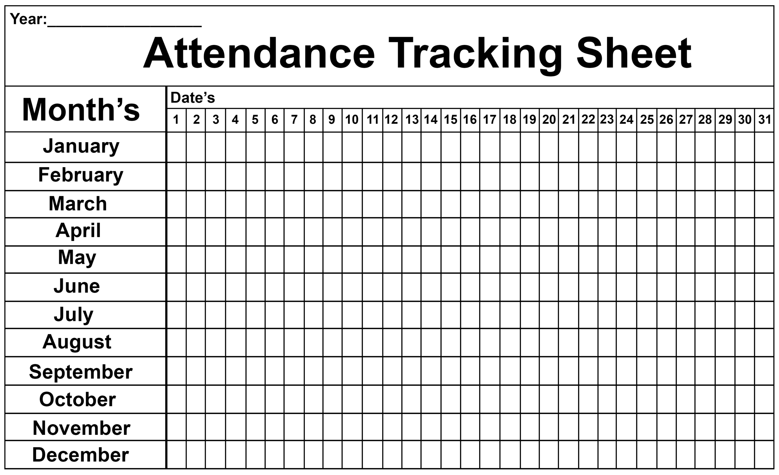 2020 Attendance Tracker Template | Calendar Template Printable