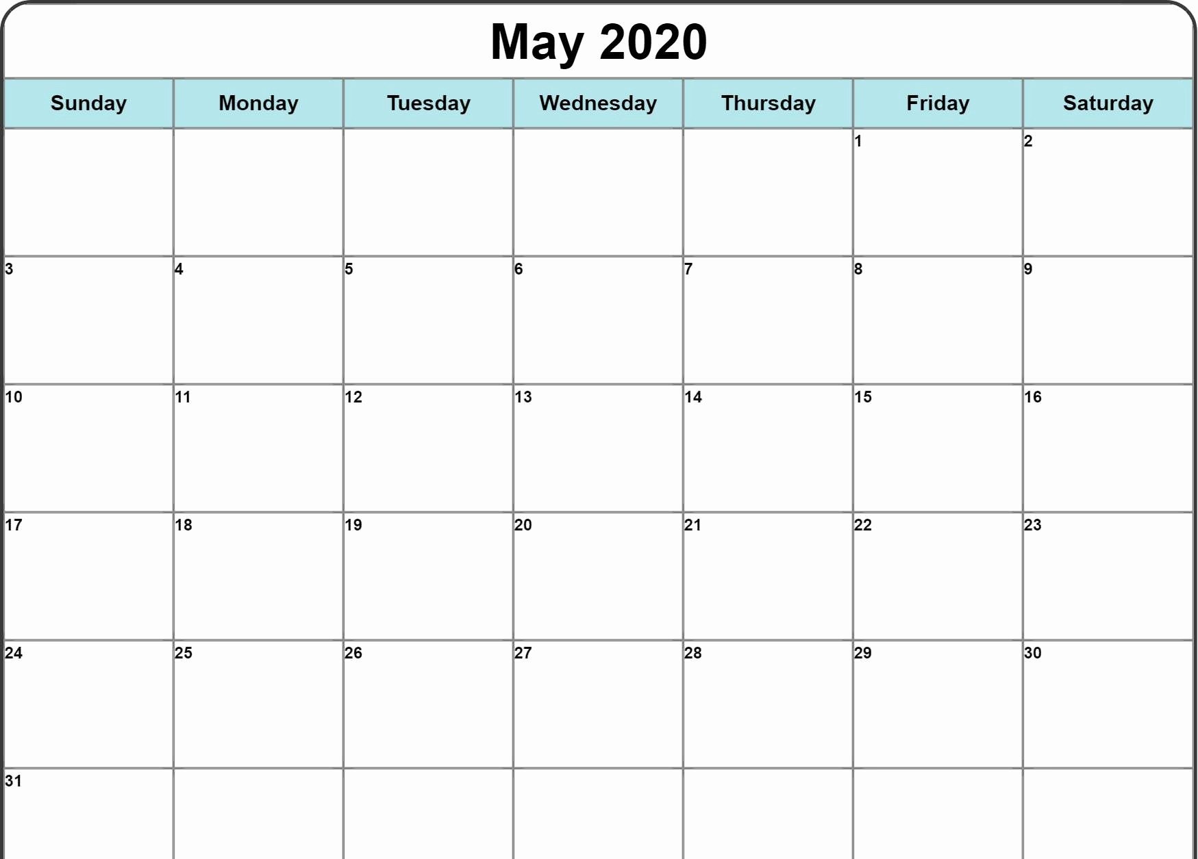 2020 Fillable Calendar Template | Calendar Template Printable