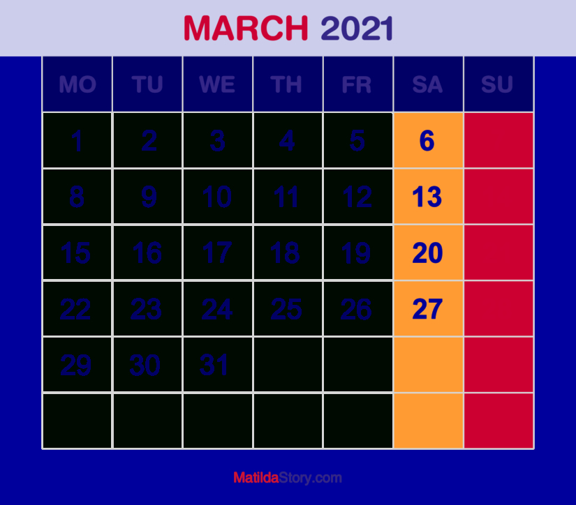 25 March 2021 Calendars You Can Download And Print