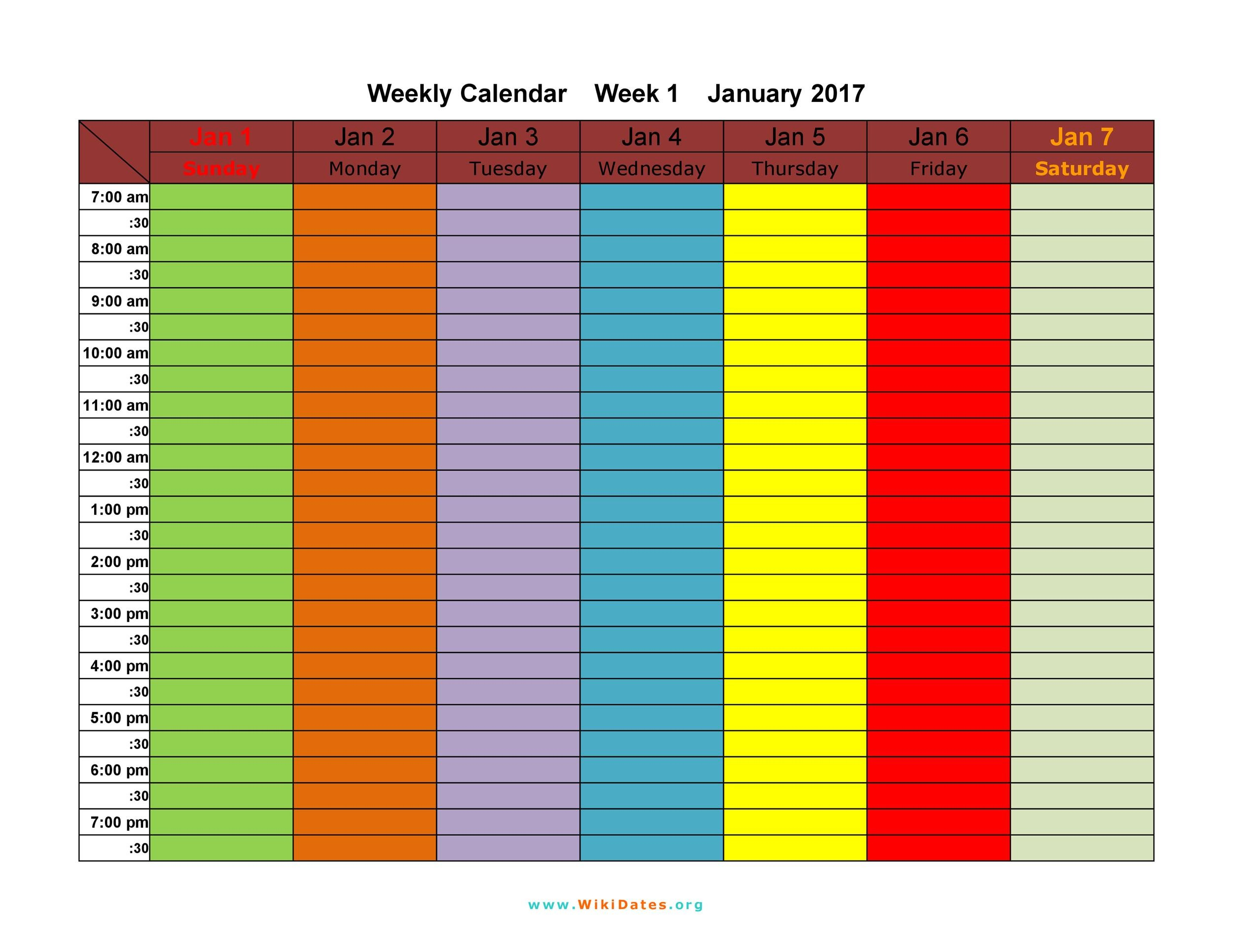 Printable Calendar One Week With Time Day