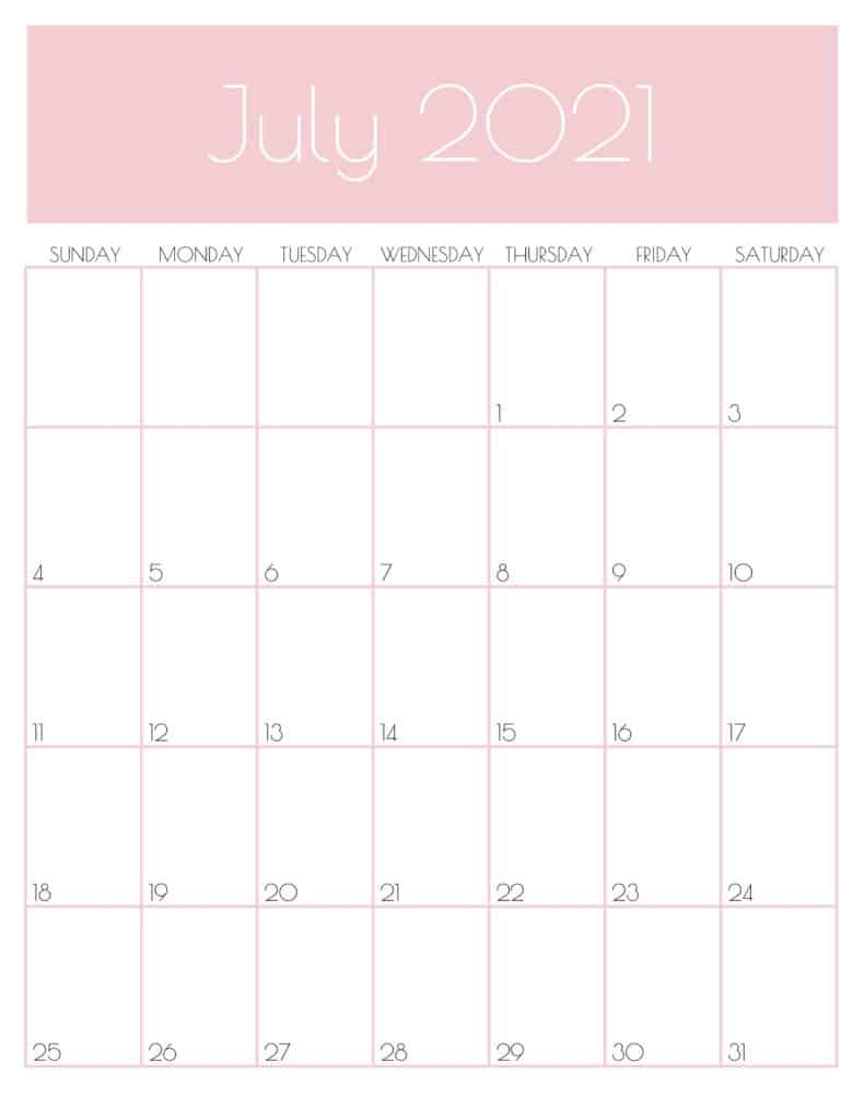 30 Free Printable July 2021 Calendars With Holidays