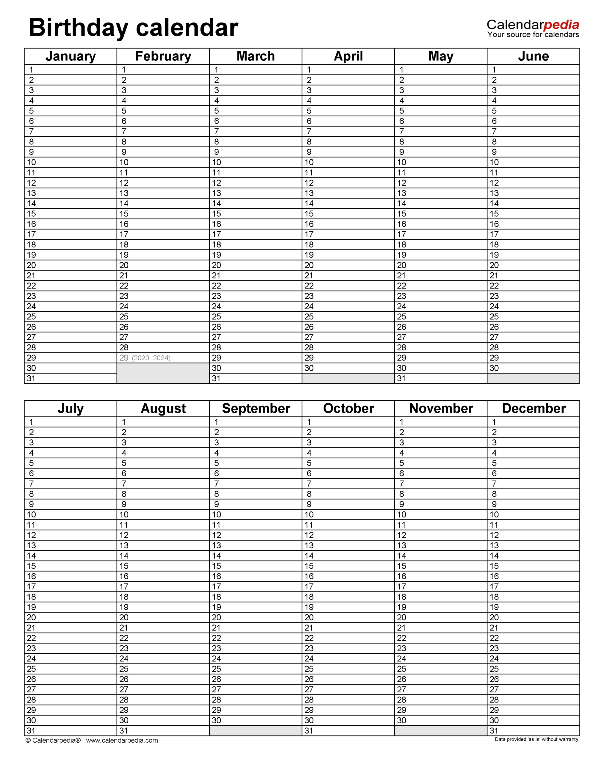 How To Fillable Birthday Calendar Template Excel | Get