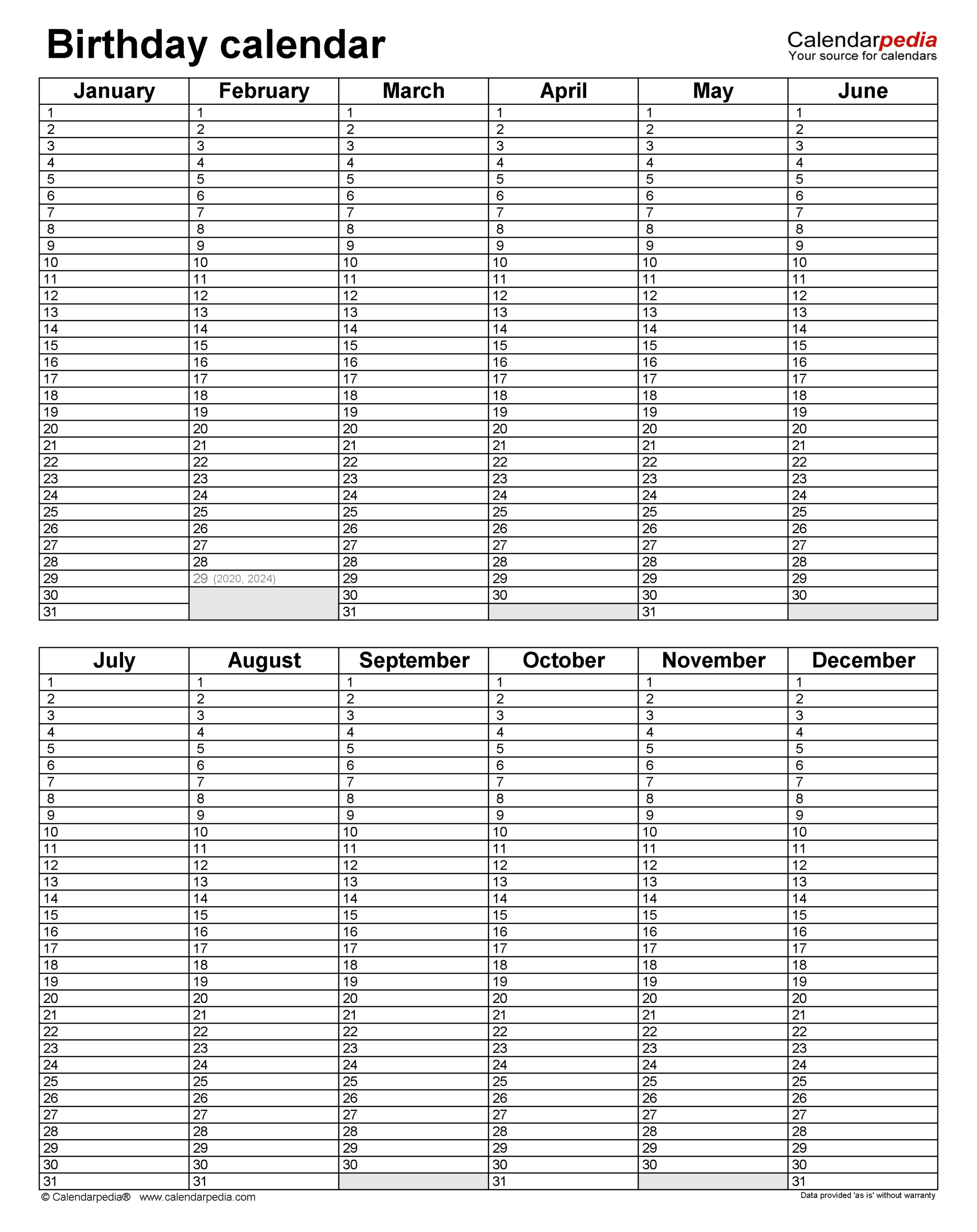 Free Excel Blank Calendar 