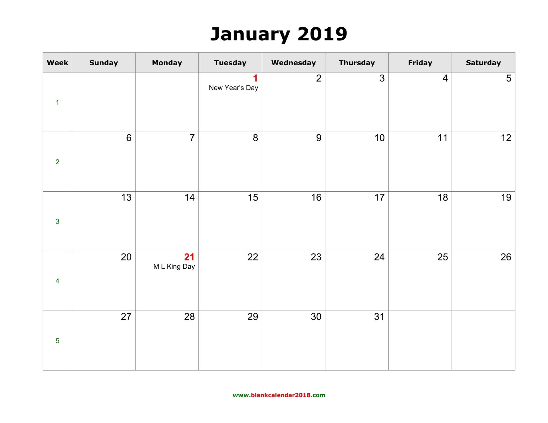 Monthly Calendar With Holidays