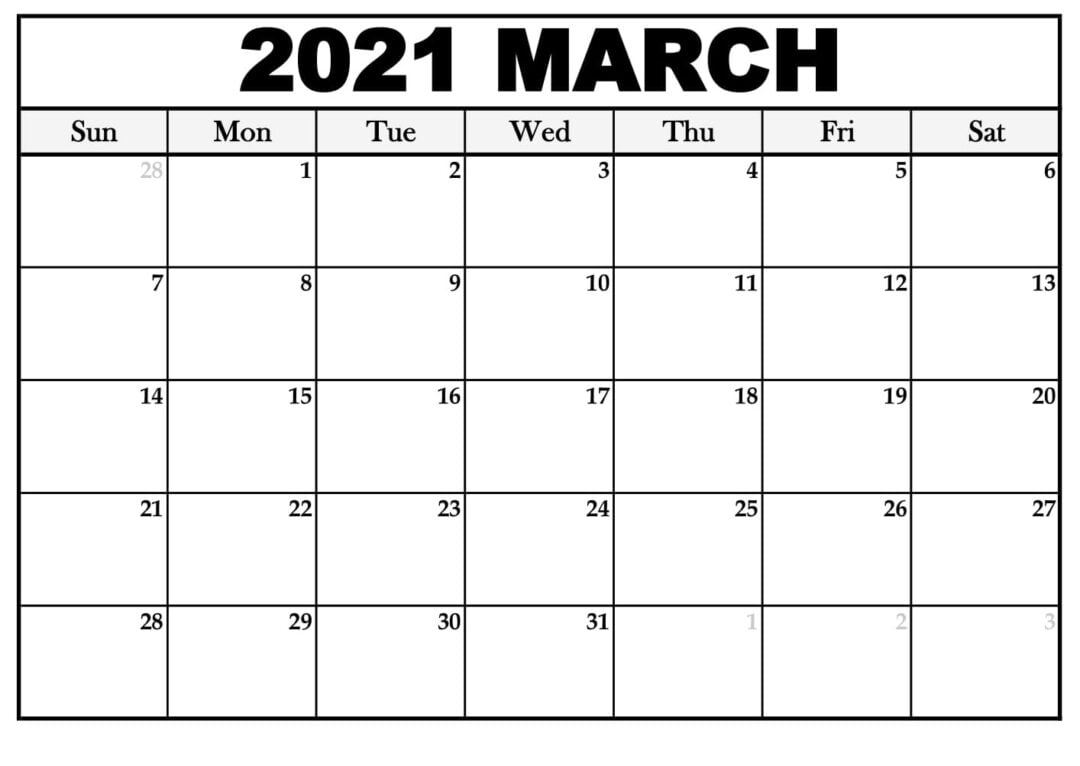 Printable March 2021 Calendar Pdf - Thecalendarpedia