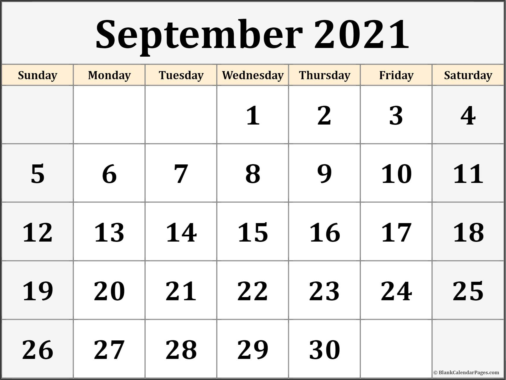 September 2021 Calendar | Free Printable Calendar Templates