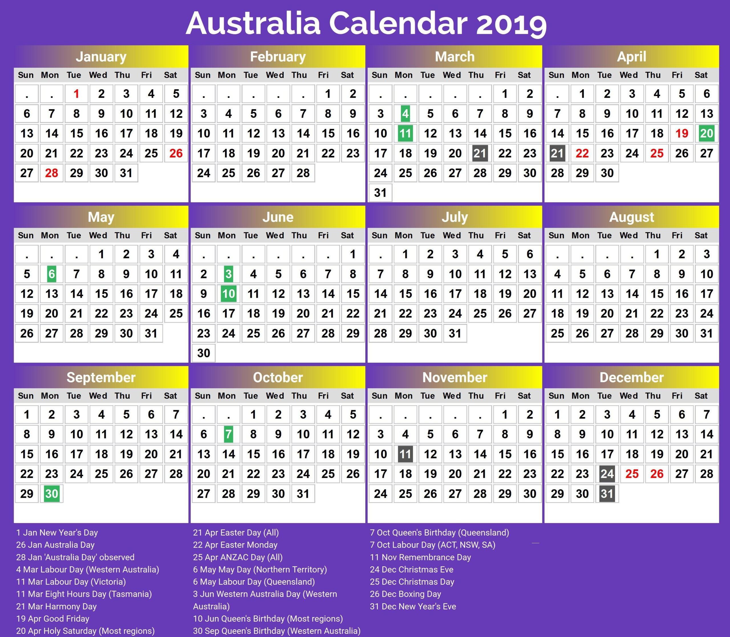20+ 2021 Calendar Western Australia - Free Download
