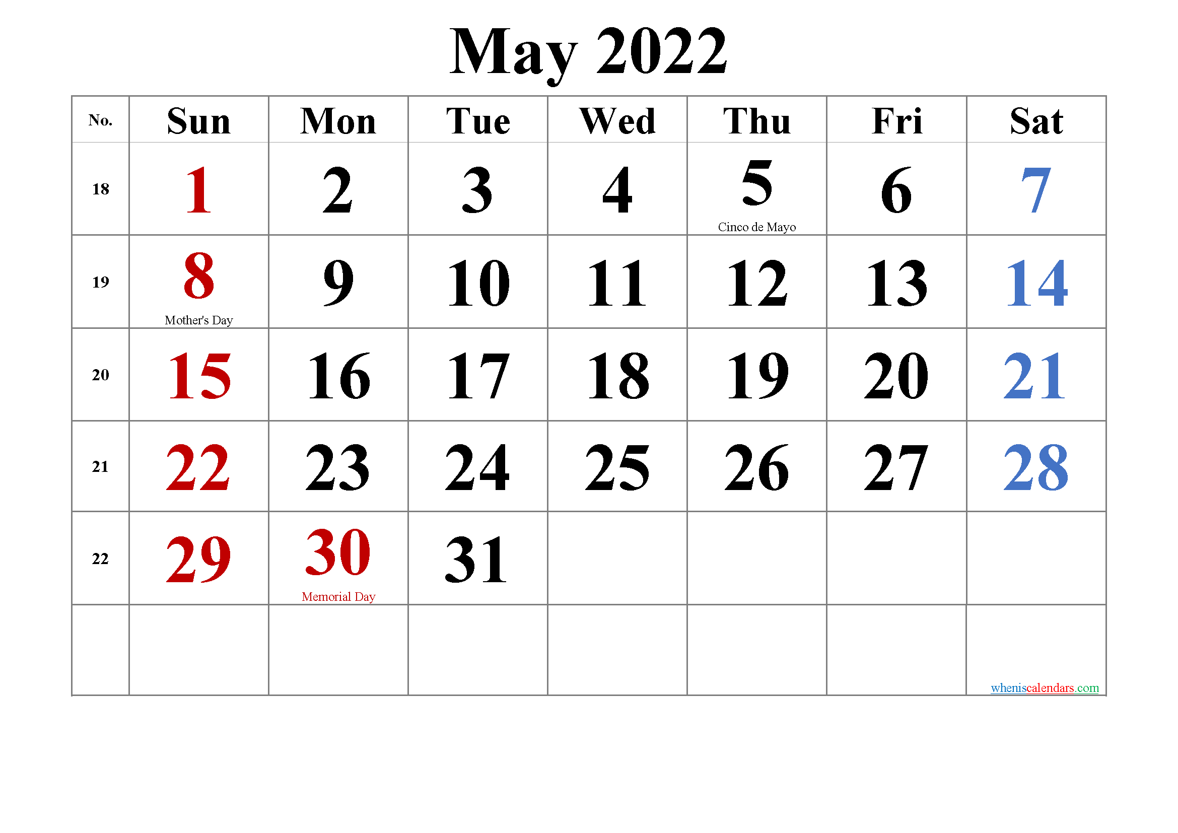 20+ 2022 Holidays - Free Download Printable Calendar