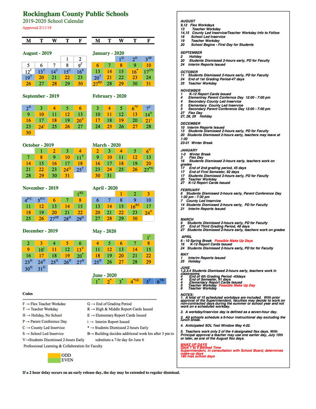 2019-2020 School Calendar - Senior Gobblers