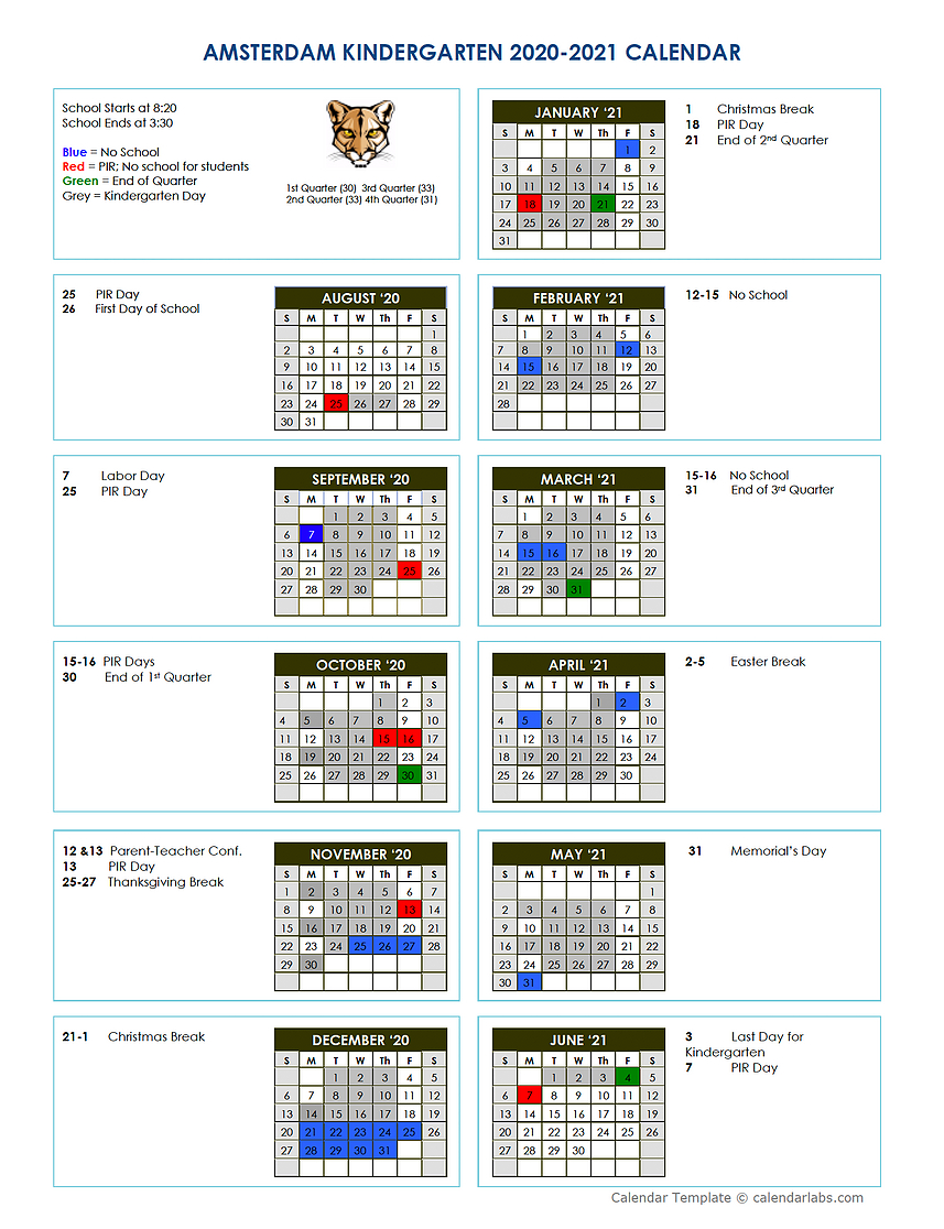 2020-2021 Calendar | Amsterdamschool