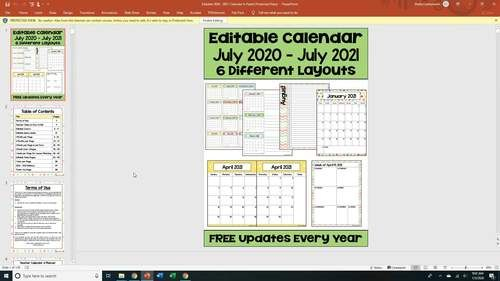 2020-2021 Calendar Printable And Editable With Free