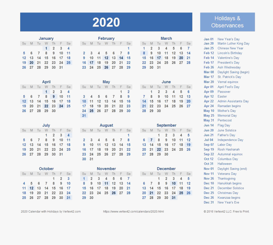 2020 Hk Calendar With Public Holidays