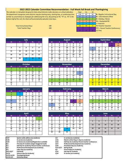 2021-2022 And 2022-2023 School Calendars