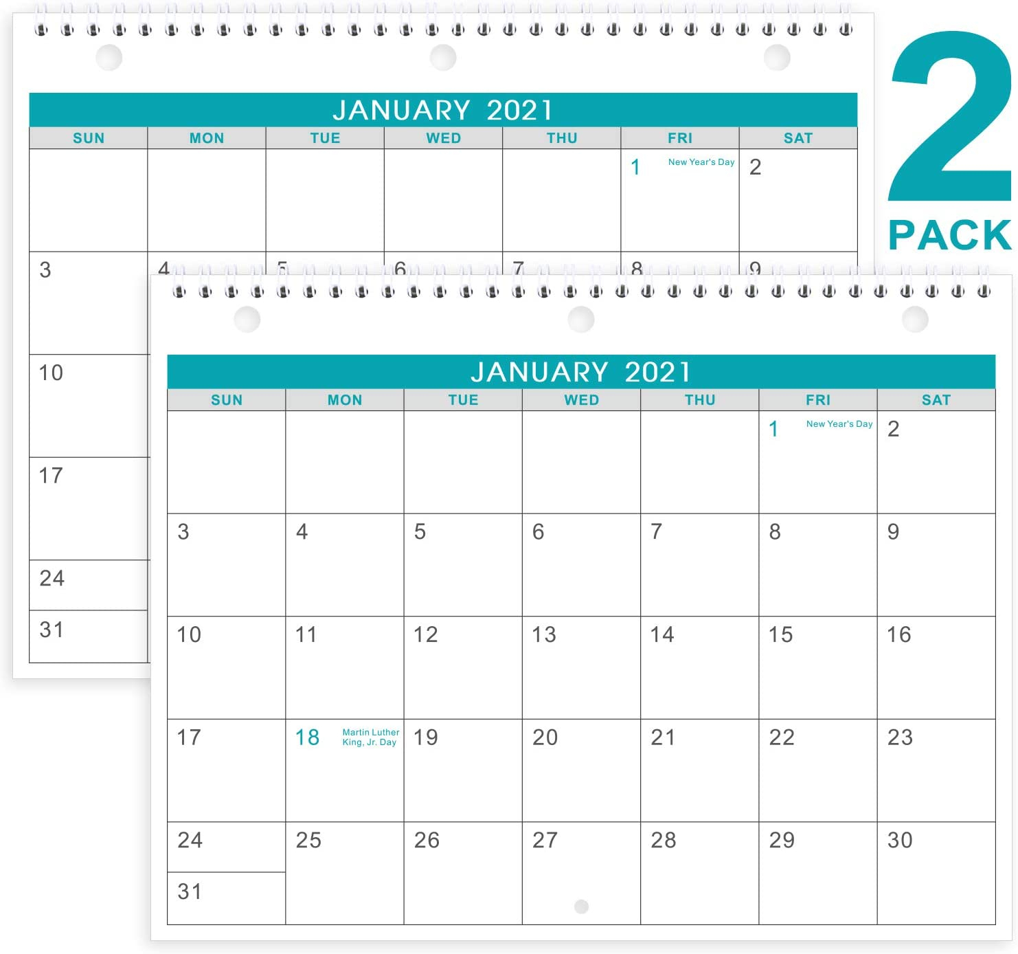2021-2022 Calendar - 2 Pack Monthly Wall/Desk Calendar, 18