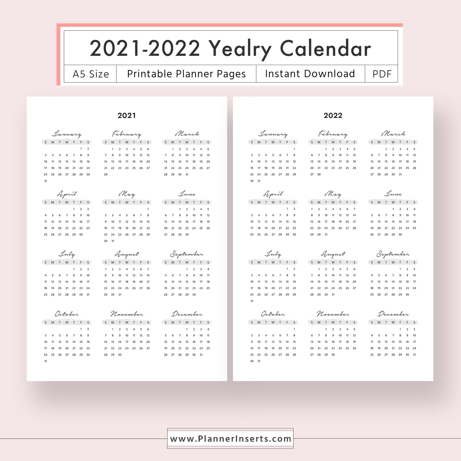 2021-2022 Calendar For Unlimited Instant Download