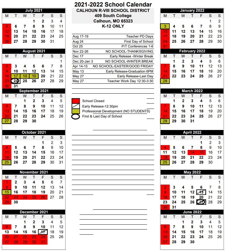 2021-2022 District Calendars