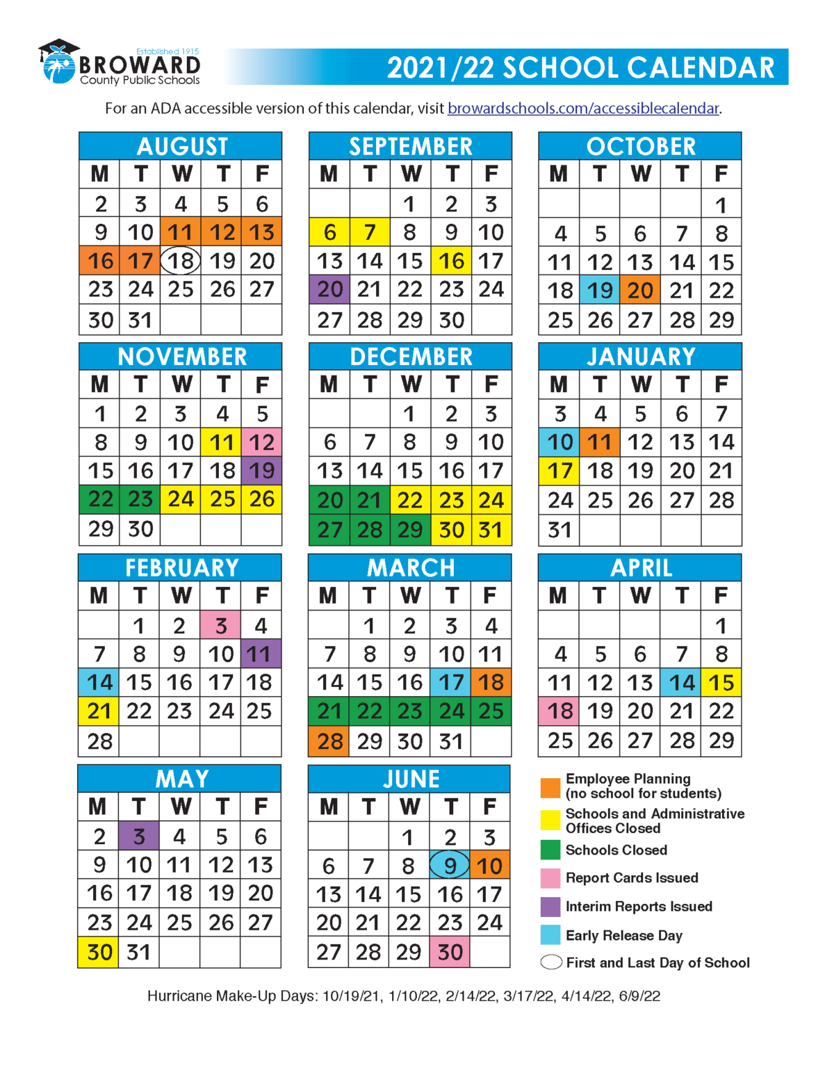 2021-2022 Miami-Dade And Broward School Calendars