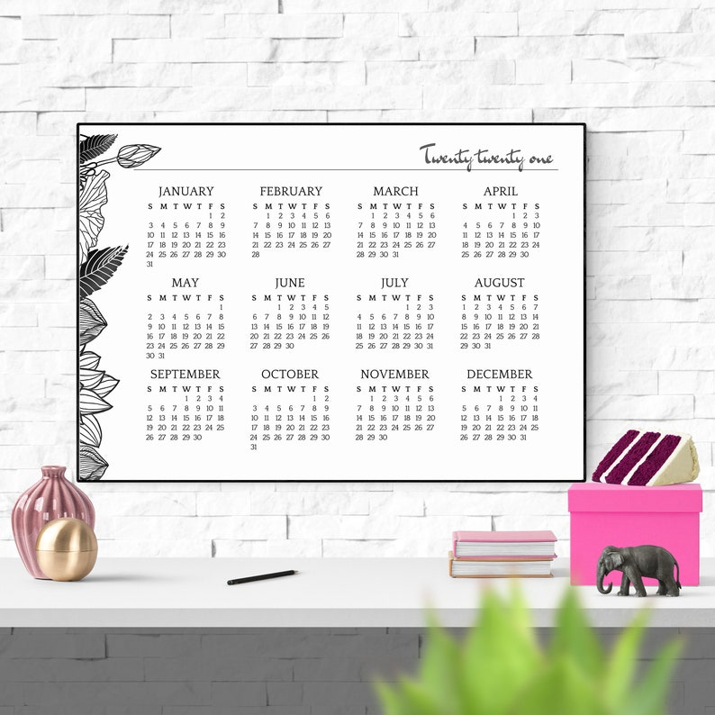 2021-2022 Year At A Glance Yearly Wall Calendar Printable