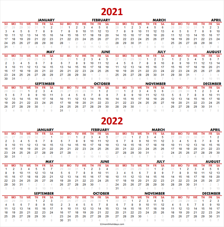 2021 And 2022 Calendar Canada Free - Calendar With Holidays