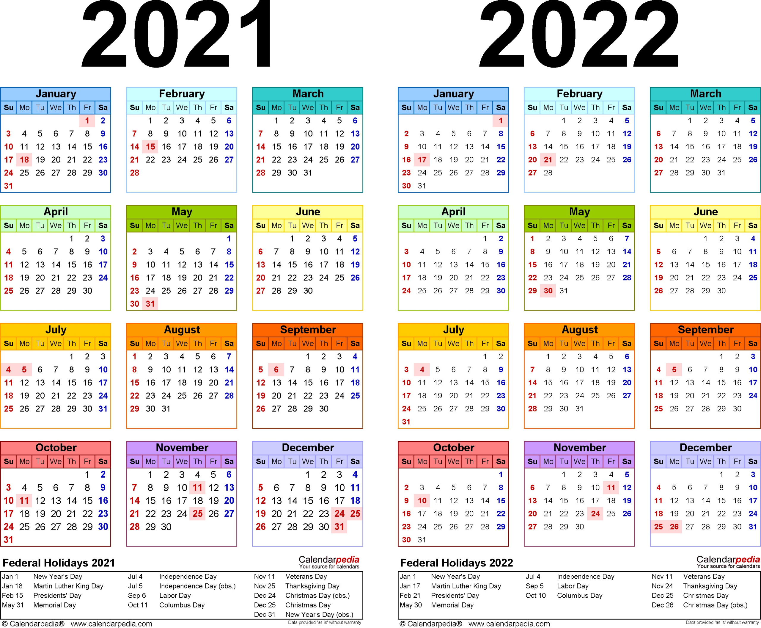 2021 Calendar Printable Academic Full Page | Free