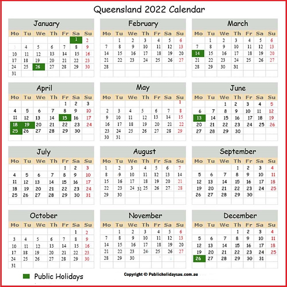 2021 Calendar Qld Public Holidays - Nexta
