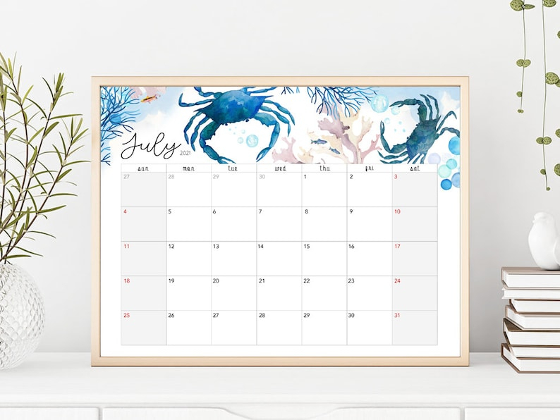 2021-Feb To 2022-Jan Planner Calendar Printable Ocean | Etsy