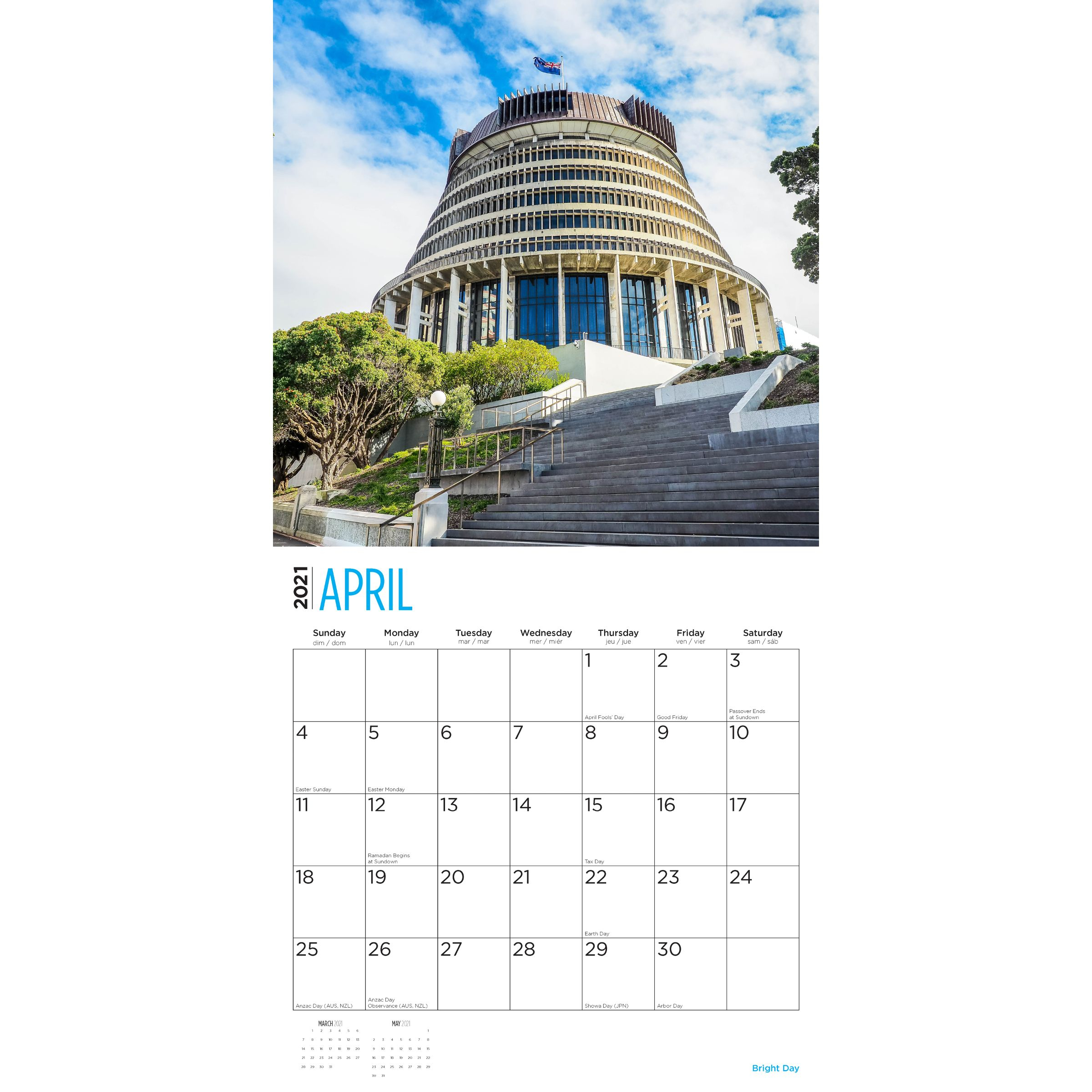2021 New Zealand Wall Calendar - Bright Day Calendars