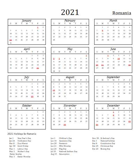 2021 Romania Calendar With Holidays | Allcalendar