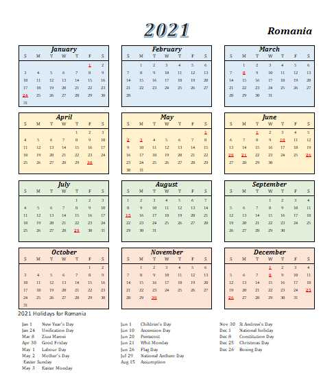 2021 Romania Calendar With Holidays | Allcalendar