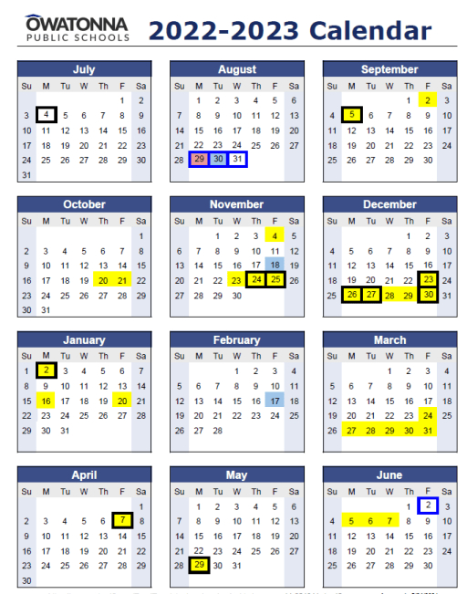 2022-2023 Public School Calendar By State - Moon Phase