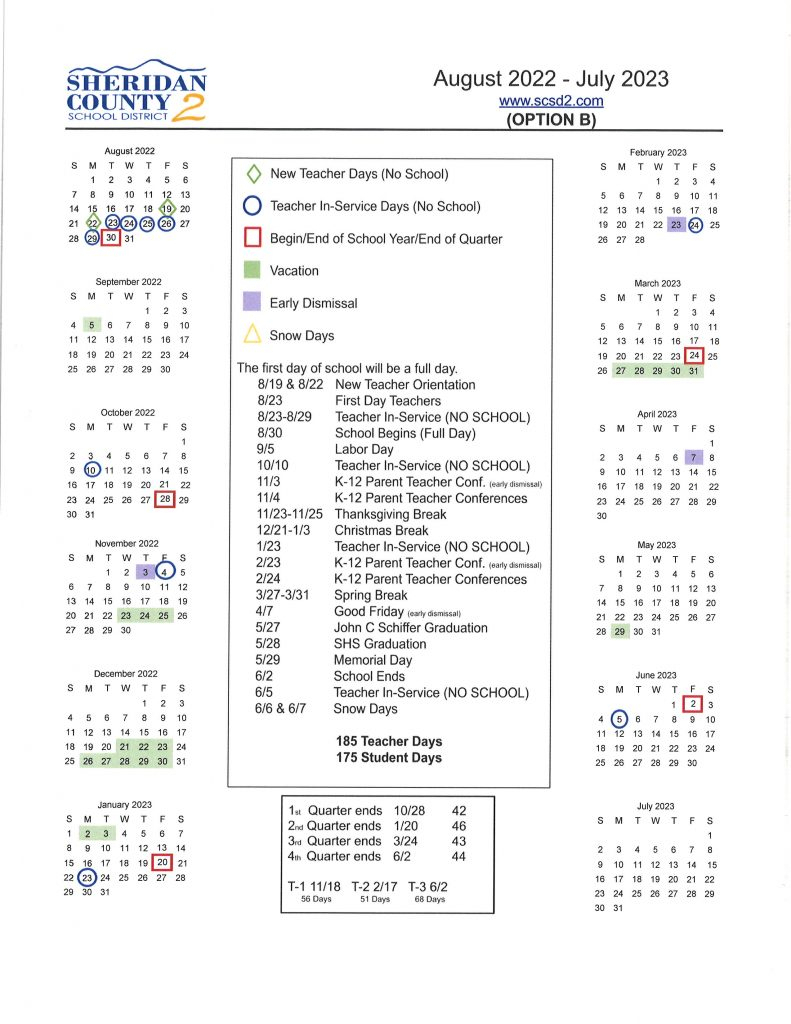 2022-2023 School Calendar: Please Vote | Sheridan County