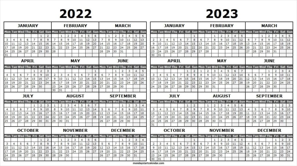 2022 And 2023 Academic Calendar Printable | 2 Year