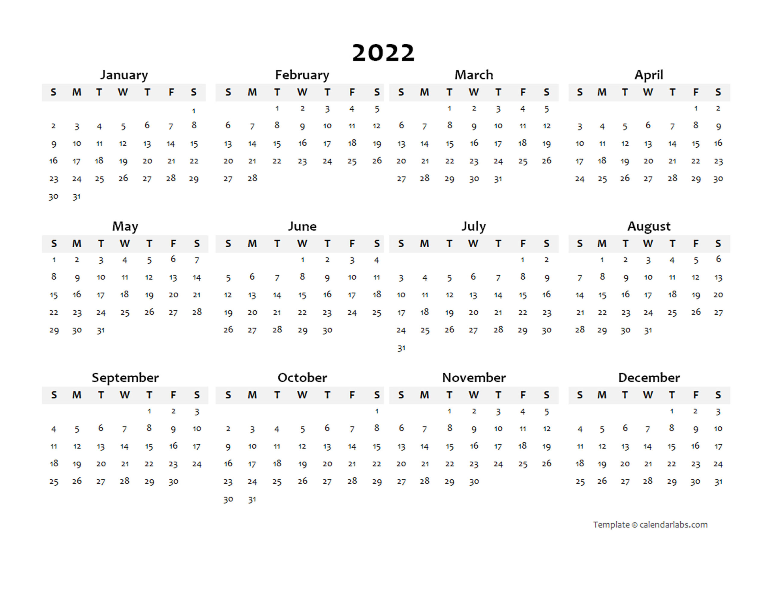 2022 Blank Calendar Template Mac - Free Printable Templates